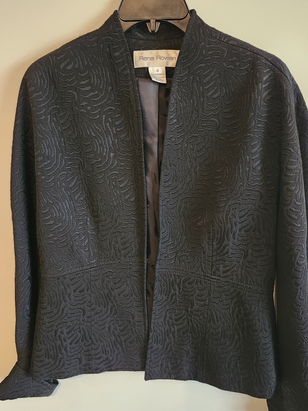 Rena Rowan Women's Black Textured Open Front Jacket